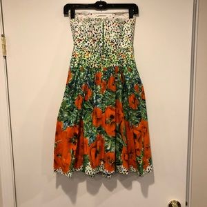 Milly floral strapless dress